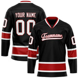 Custom Black Red Solid Colour Hockey Jersey