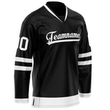 Custom Black White Solid Colour Hockey Jersey