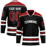 Custom Black Crimson Solid Colour Hockey Jersey