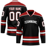 Custom Black Crimson Solid Colour Hockey Jersey