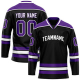 Custom Black Purple Solid Colour Hockey Jersey