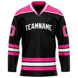 Custom Black Pink Solid Colour Hockey Jersey