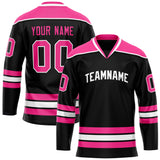 Custom Black Pink Solid Colour Hockey Jersey