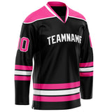 Custom Black Pink Solid Colour Hockey Jersey