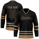 Custom Black Old Gold Solid Colour Hockey Jersey