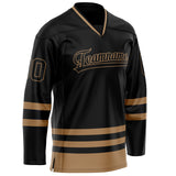 Custom Black Old Gold Solid Colour Hockey Jersey