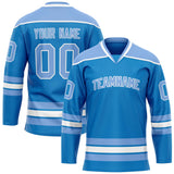 Custom Blue Light Blue Solid Colour Hockey Jersey