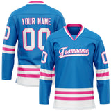 Custom Blue White Solid Colour Hockey Jersey