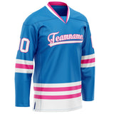 Custom Blue White Solid Colour Hockey Jersey