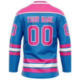 Custom Blue Pink Solid Colour Hockey Jersey