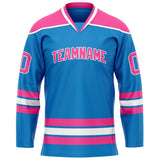 Custom Blue Pink Solid Colour Hockey Jersey