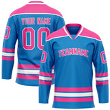 Custom Blue Pink Solid Colour Hockey Jersey