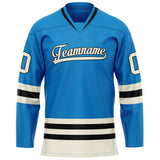 Custom Blue Cream Solid Colour Hockey Jersey