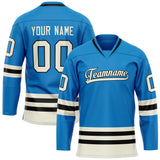 Custom Blue Cream Solid Colour Hockey Jersey