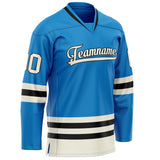 Custom Blue Cream Solid Colour Hockey Jersey