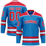 Custom Blue Red Solid Colour Hockey Jersey