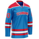 Custom Blue Red Solid Colour Hockey Jersey