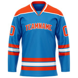 Custom Blue Orange Solid Colour Hockey Jersey