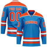 Custom Blue Orange Solid Colour Hockey Jersey