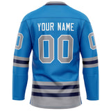 Custom Blue Gray Solid Colour Hockey Jersey