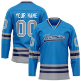 Custom Blue Gray Solid Colour Hockey Jersey