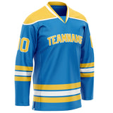 Custom Blue Yellow Solid Colour Hockey Jersey