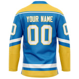 Custom Blue Gold Solid Colour Hockey Jersey