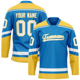 Custom Blue Gold Solid Colour Hockey Jersey