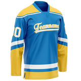 Custom Blue Gold Solid Colour Hockey Jersey