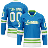 Custom Blue Neon Green Solid Colour Hockey Jersey