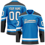 Custom Blue White Solid Colour Hockey Jersey