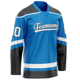 Custom Blue White Solid Colour Hockey Jersey