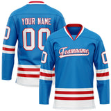 Custom Blue White Solid Colour Hockey Jersey