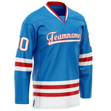 Custom Blue White Solid Colour Hockey Jersey