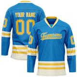 Custom Blue Gold Solid Colour Hockey Jersey