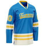 Custom Blue Gold Solid Colour Hockey Jersey