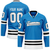 Custom Blue White Solid Colour Hockey Jersey