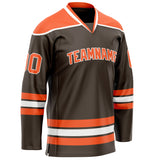 Custom Brown Orange Solid Colour Hockey Jersey