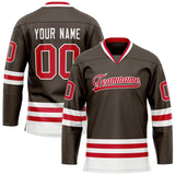 Custom Brown Red Solid Colour Hockey Jersey