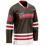 Custom Brown Red Solid Colour Hockey Jersey