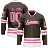 Custom Brown Pink Solid Colour Hockey Jersey