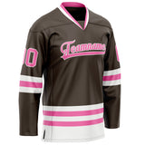 Custom Brown Pink Solid Colour Hockey Jersey