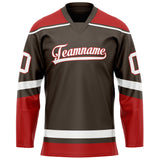 Custom Brown Red Solid Colour Hockey Jersey