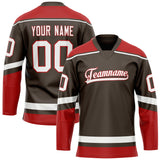 Custom Brown Red Solid Colour Hockey Jersey