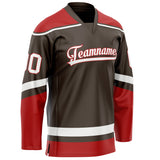 Custom Brown Red Solid Colour Hockey Jersey