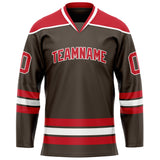 Custom Brown Red Solid Colour Hockey Jersey