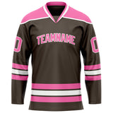 Custom Brown Pink Solid Colour Hockey Jersey