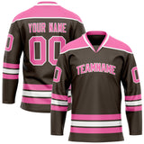 Custom Brown Pink Solid Colour Hockey Jersey