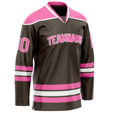 Custom Brown Pink Solid Colour Hockey Jersey