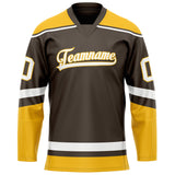 Custom Brown Gold Solid Colour Hockey Jersey